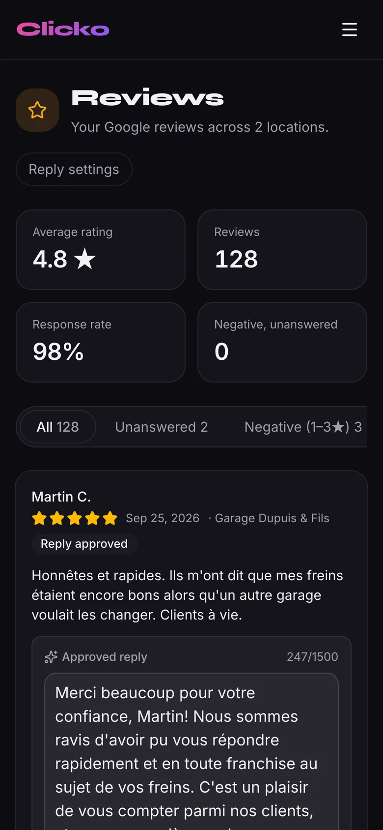 Google reviews on a phone