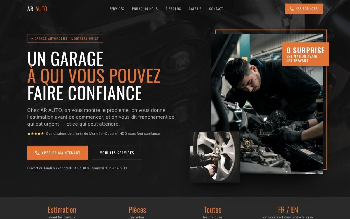 Aperçu du site AR Auto