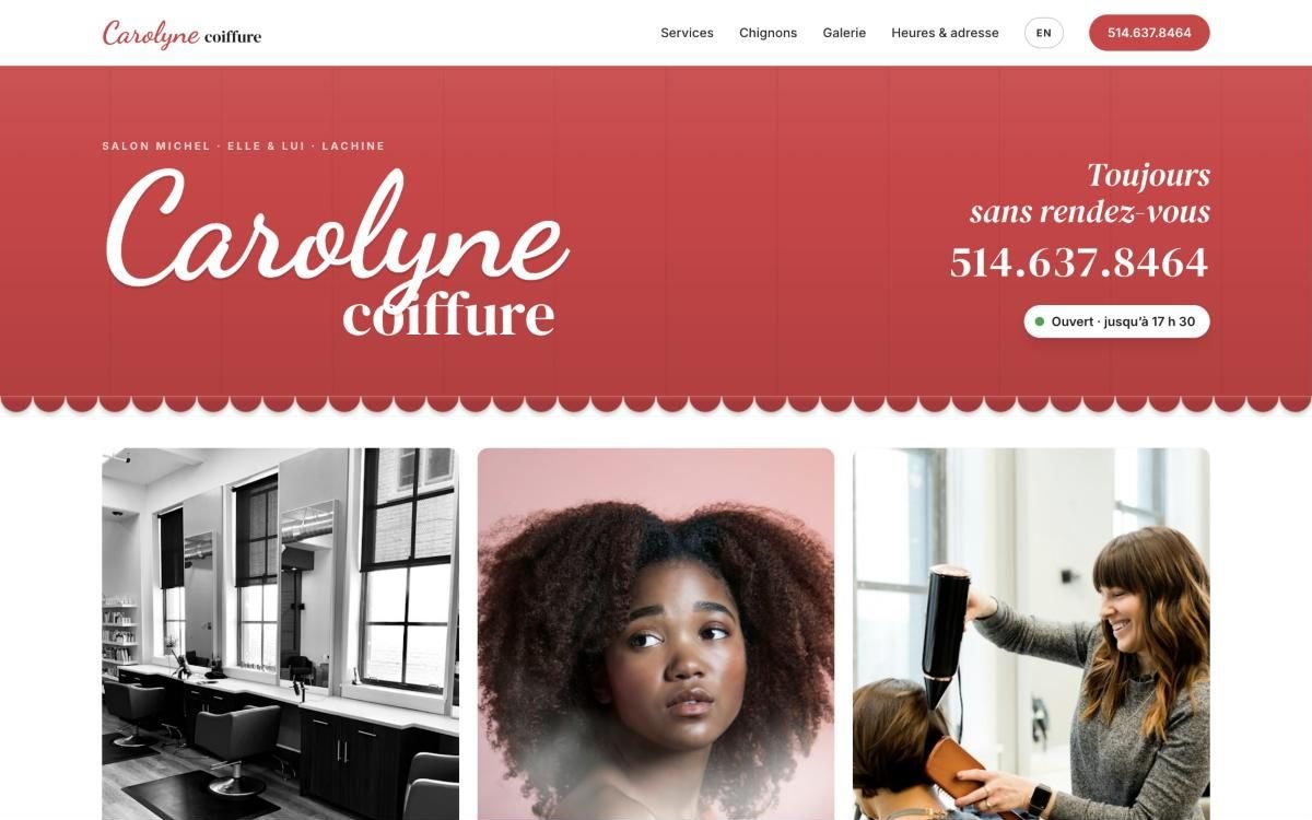 Aperçu du site Carolyne Coiffure