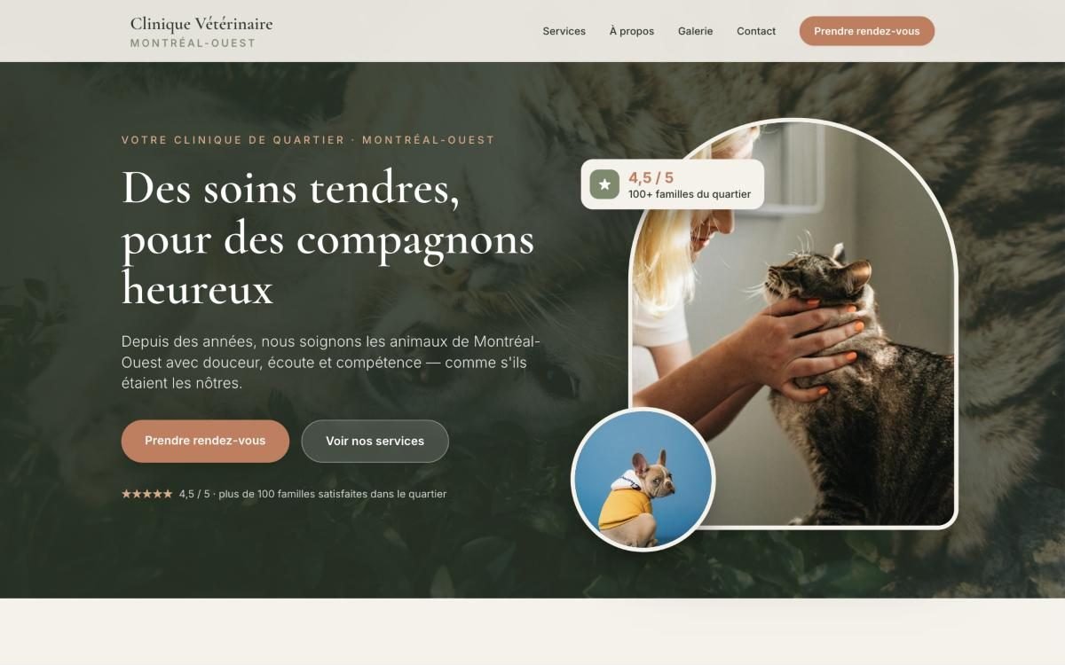 Aperçu du site Clinique vétérinaire Montréal-Ouest