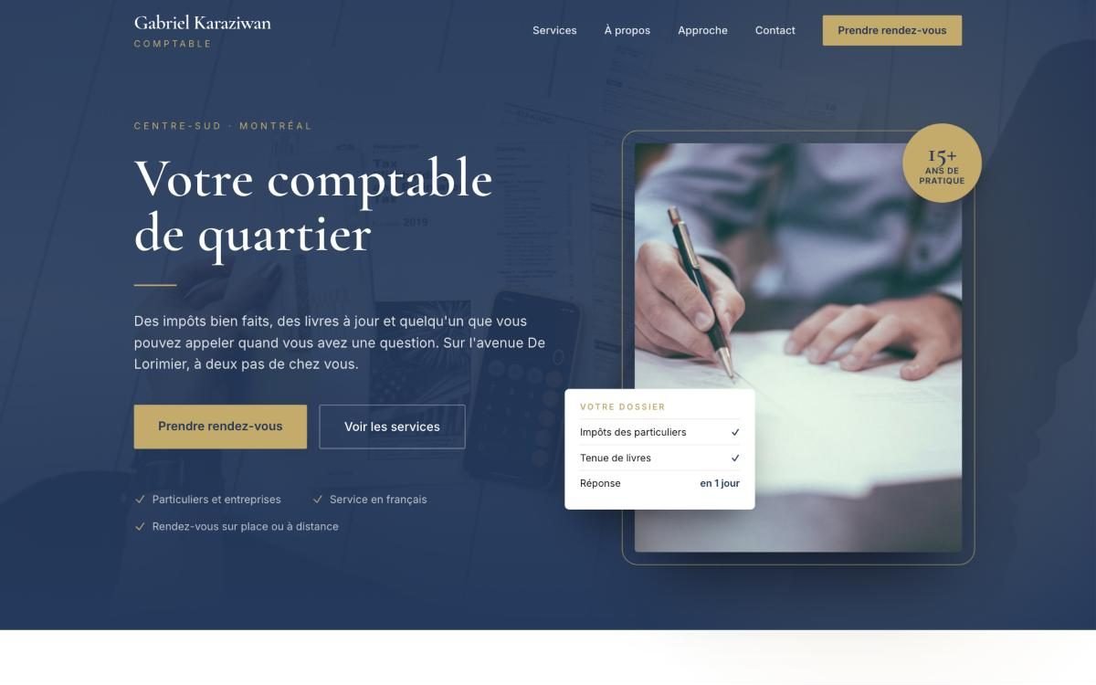 Aperçu du site Gabriel Karaziwan, comptable